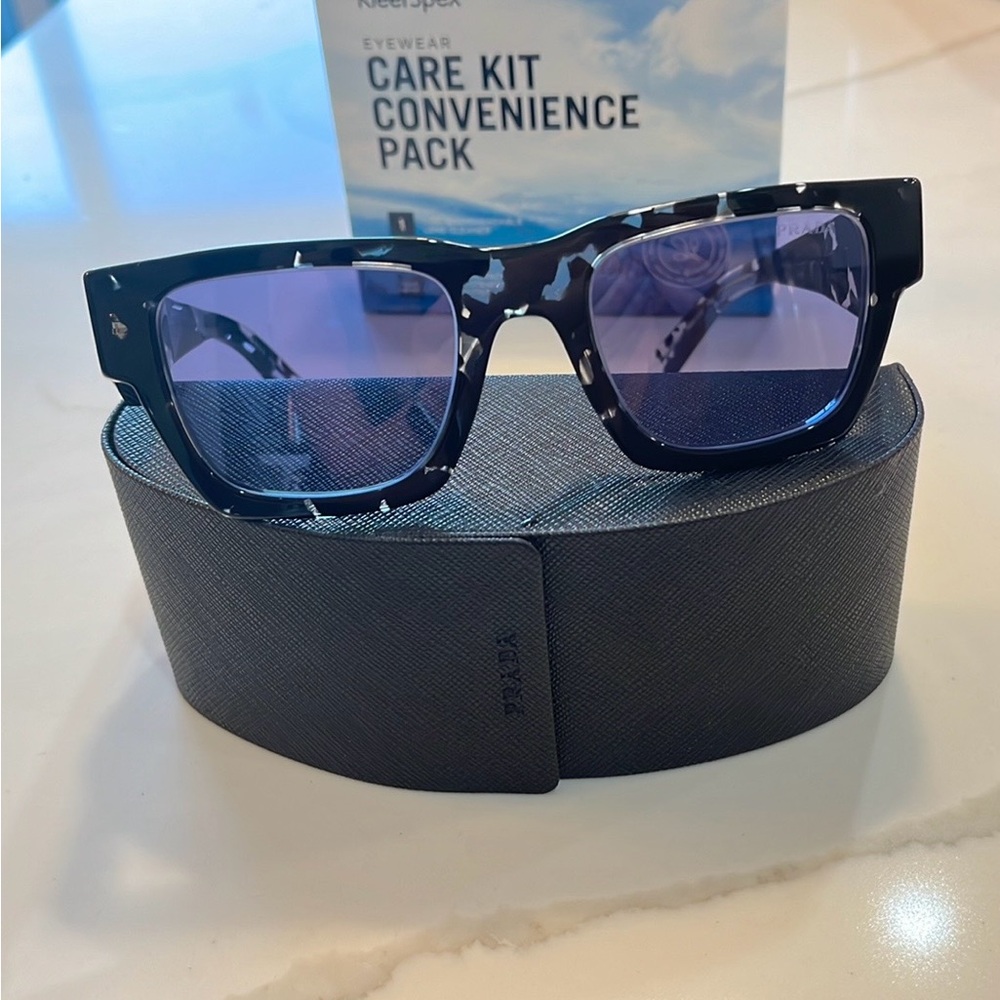 Prada SPR A06 Black Tortoise sunglasses. New with care kit for glasses